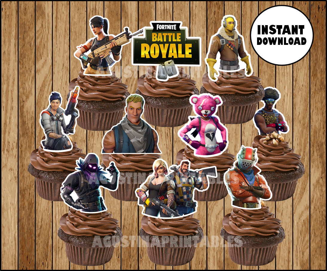 FORTNITE birthday, Fortnite cupcake toppers, fortnite party, cupcake toppers, Boogie Bomb,llama,chug jug, mini shield, instant download